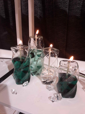 Ice Pillar 8" Handcrafted Glass Oil Candle
